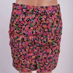 Zara Womens Mini Skirt Draped Ruched M Pink Black